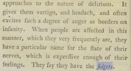 Dr. Alexander Crichton, 1798, despre frământări (fidgets)