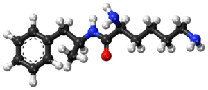 Structura chimica a Lisdexamfetaminei in format 3D (bare si bile)